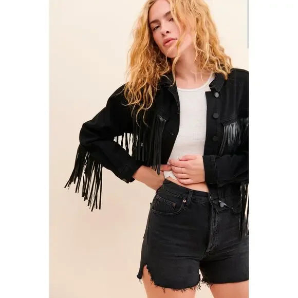 BLANKNYC for Anthropologie Battle Ship Fringe Jacket. Size 1X - Picture 1 of 10